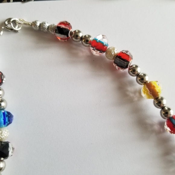 Handmade necklace clear and colorful faceted beads sparkly beaded - Picture 7 of 14